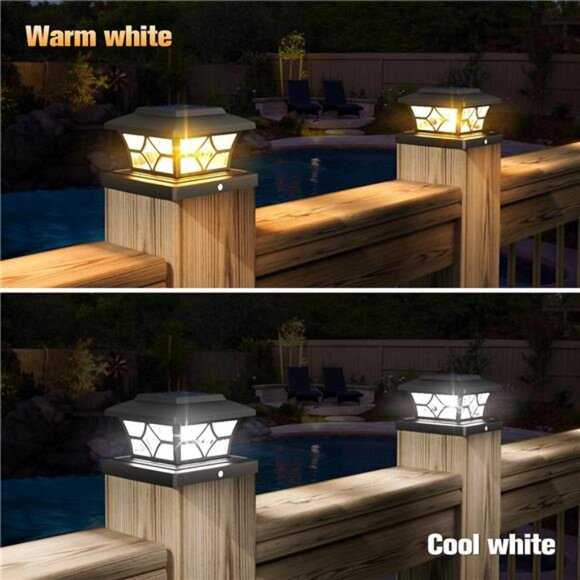 Solar Post Cap Lights Outdoor, Solar Powered Post Cap Lights 4x4 Vinyl/Wood Post - Picture 3 of 7